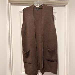 J.Crew Long Knit Sweater Vest | Brown Open-Front Layering Vest | Size M